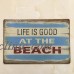 Vintage Style Metal Wall Sign Tin Plaque Kitchen LIFE IS GOOD AT BEACH Decor   182819841253